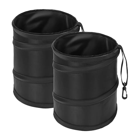 Ginsco 2Packs 2 Gallons New Leakproof Car Trash Can, Compact Trash Can Pop-up Collapsible Hanging Car Trash Bin with Hoo