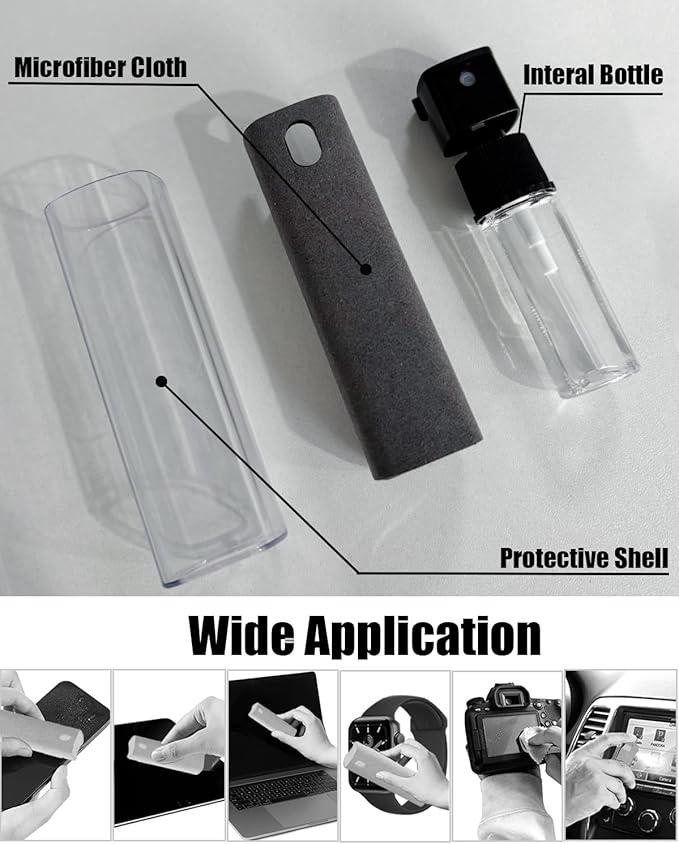 Screen Cleaner Spray and Wipe Touch Screen Cleaner Cleaner iPad Cleaner for iPhone Computer Laptop Tablet MacBook Tesla Display Cell Phone Eyeglasses（Grey）