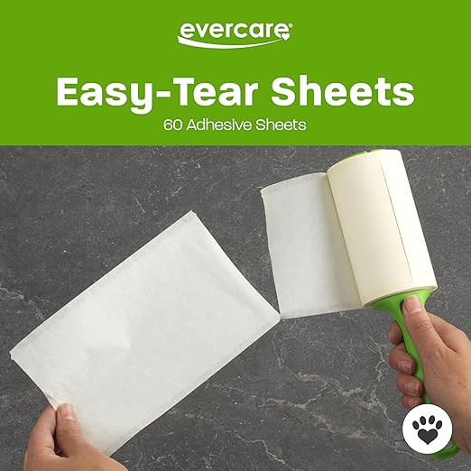 Evercare Lint Roller Pet Hair Remover Giant 60 Layers Per Roll, Green