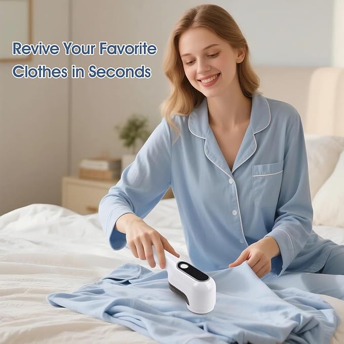Electric Fabric Shaver Defuzzer - Rechargeable Lint Remover with LED Display, 2-Speed Sweater Pill Remover for Clothes Couch Blanket