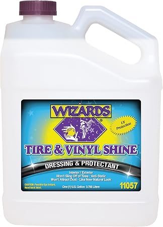 Wizards - Vinyl & Tire Shine Spray, Tire Dressing and Protectant, Professional Detail Spray, No Sling Off, Anti-static C