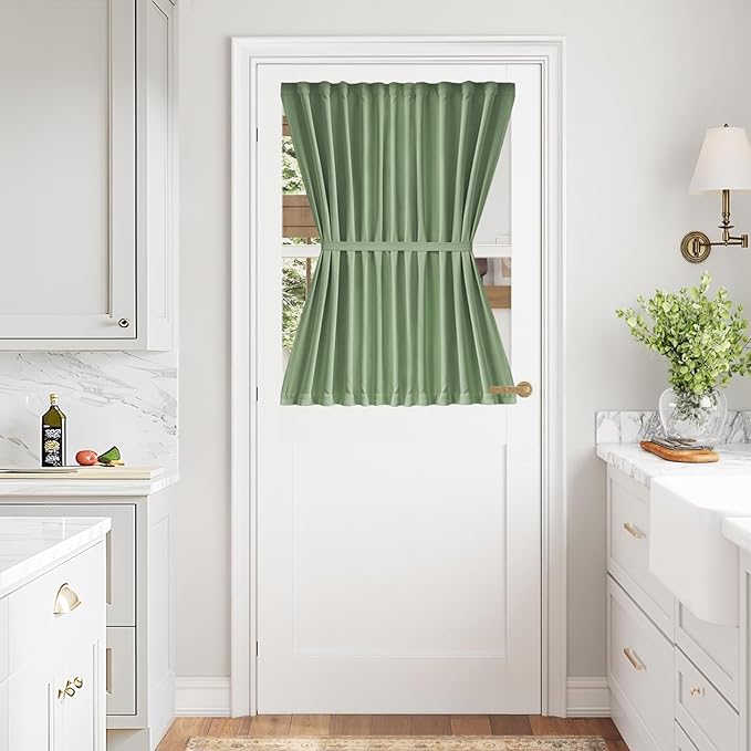 Vatge Half Curtains for Windows Sage Green French Door Curtains for Front Door, 1 Panel, W54 x L40, Sage Green