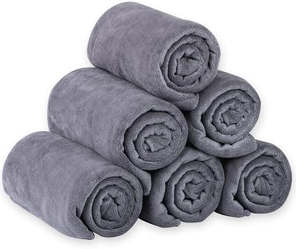 JML Microfiber Bath Towels, Bath Towel Set (6 Pack, 27" x 55") - Extra Absorbent and Fast Drying,Multipurpose Microfiber