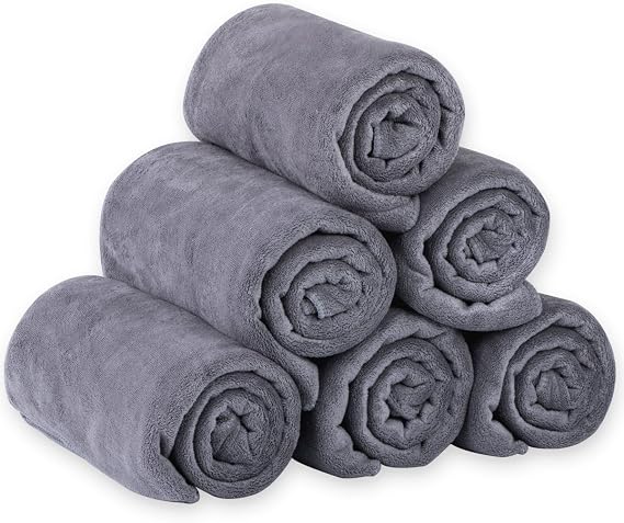 JML Microfiber Bath Towels, Bath Towel Set (6 Pack, 27" x 55") - Extra Absorbent and Fast Drying,Multipurpose Microfiber