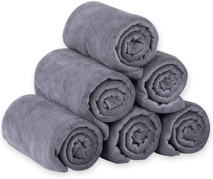 JML Microfiber Bath Towels, Bath Towel Set (6 Pack, 27" x 55") - Extra Absorbent and Fast Drying,Multipurpose Microfiber