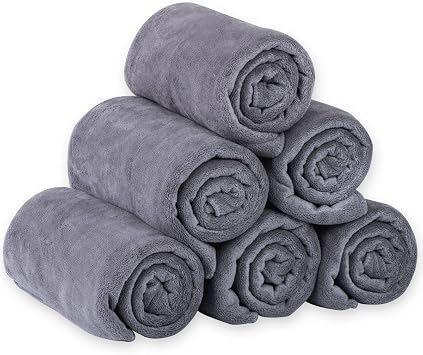 JML Microfiber Bath Towels, Bath Towel Set (6 Pack, 27" x 55") - Extra Absorbent and Fast Drying,Multipurpose Microfiber