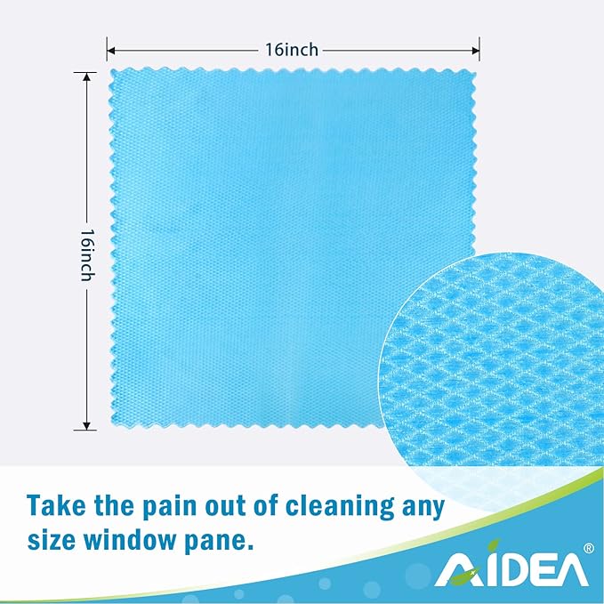 AIDEA Microfiber Glass Cleaning Cloths, 8PK, 16"x16" Premium Microfiber Glass and Window Cleaner, Lint Free Magic Cleaning Cloth, Quickly Clean Windows, Glasses, Windshields, Mirrors, Stainless Steel