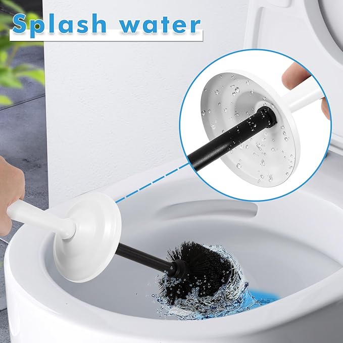 Stainless Steel Toilet Brush and Holder,Toilet Bowl Brush with Long Handle for Bathroom,Toilet Brushes-Space Saving,Covered Brush, Durable, Deep Cleaning,Splash Resistant (White)