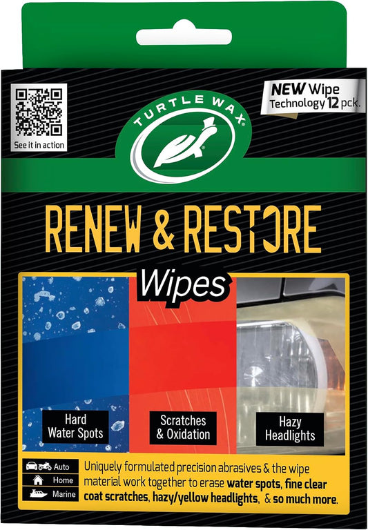 Turtle Wax Renew & Restore Polishing Cloths Light Scratch & Headlight Repair Kit for Home Use in Car on Glass, Metal, Plastics and More