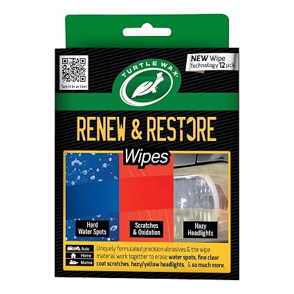 Turtle Wax Renew & Restore Polishing Cloths Light Scratch & Headlight Repair Kit for Home Use in Car on Glass, Metal, Pl