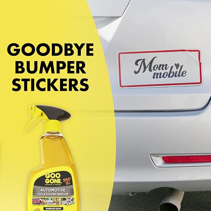Goo Gone Automotive Adhesive Remover, Goo & Grime Cleaner for Bumper Stickers, Decals, Tree Sap, Brake Dust, Bird Droppings, Gum, Spray Paint, Asphalt, 24 oz with MicroFiber Buffing Towel