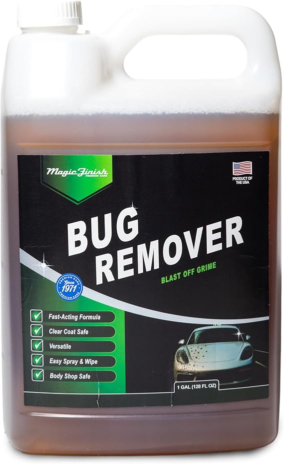 Magic Finish Car Bug Remover Spray (1 Gallon) – Fast-Acting Spray for Road Grime and Organic Residue – Car Cleaning Supp