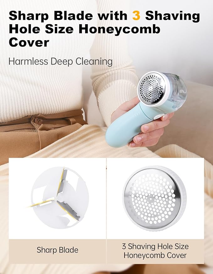 Lint Remover, Bojia Electric Clothes Fabric Shaver, Fuzz Pill Bobble Remover for Sweater, Couch, Blanket, Curtain, Socks, Legging, Wool, Cashmere, Battery Operated