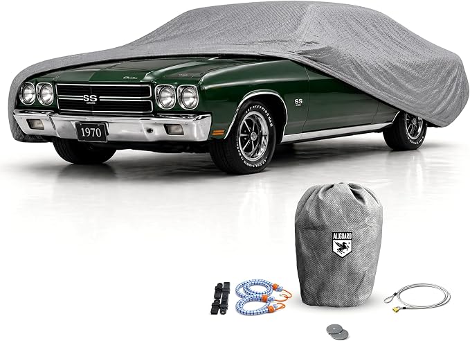 AllGuard Car Cover for Chevrolet Chevelle Malibu 2nd Gen (1968-1972), Weatherproof Shield Outdoor Car Cover for Snow, Ra