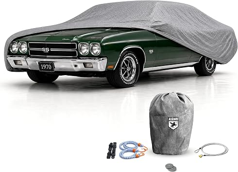 AllGuard Car Cover for Chevrolet Chevelle Malibu 2nd Gen (1968-1972), Weatherproof Shield Outdoor Car Cover for Snow, Ra