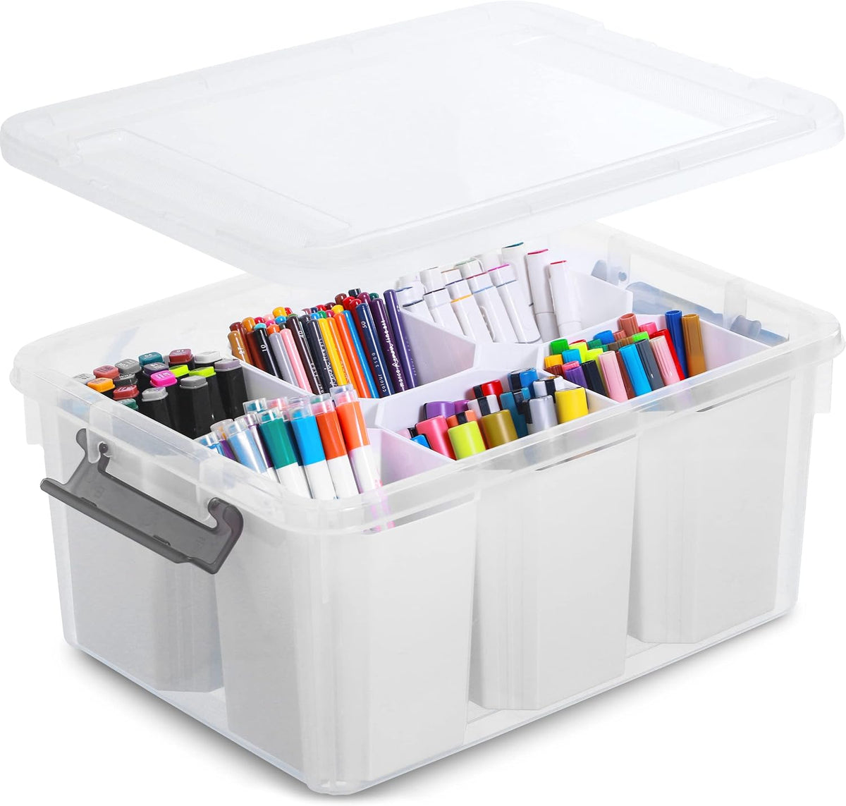 17QT Craft Organizers and Storage bins with Lids, Marker Organizer