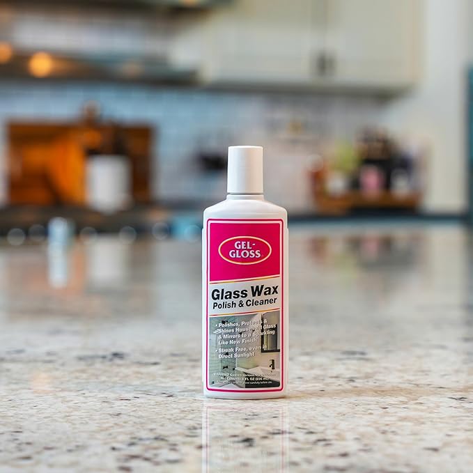 Gel-Gloss No Streak Glass Wax | Professional-Grade Silicon Wax Formulation | Removes Water Spots, Hard Water, & Light Calcium Buildup | Protective Coating Reduces Water Spots & Calcium Buildup, 8 oz.