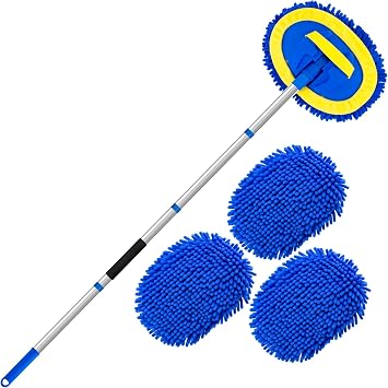 HIPPIH 62" Car Wash Brush kit with Long Handle & 3 Scratch-Free Refill Mitt