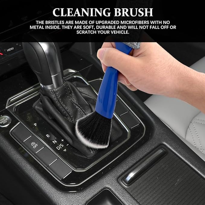 Universal 2 in 1 Duster for Car Clean, Car Vent Cleaner, Double Head Brush, Car Cleaning Accessories Interior Washing Brush Fit for Vehicle Dashboard Screen, Air Conditioning, Computer (Blue)