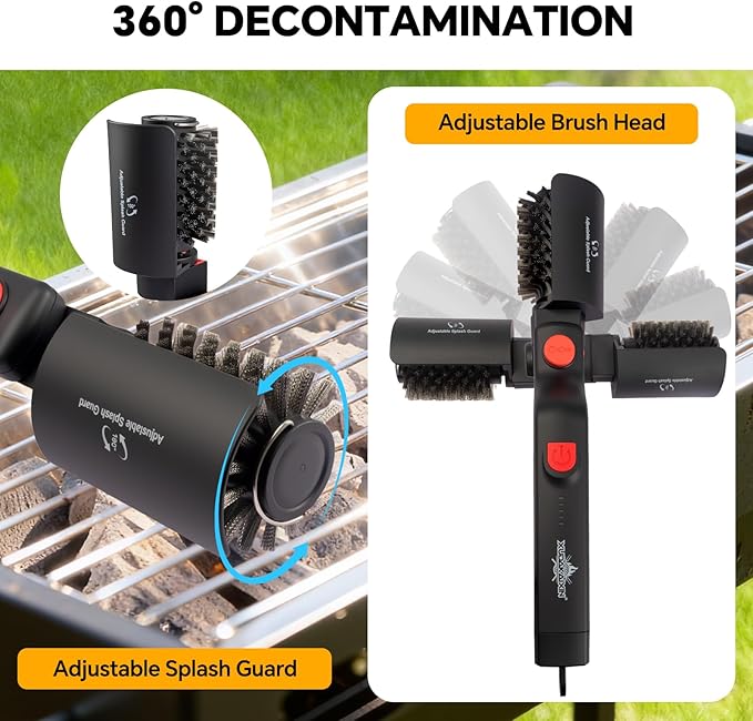 XUDAKAIXIN Electric Grill Brush – No Bristle Shedding, High Torque with 3-Speed Modes, 2026 Upgraded Rechargeable & Adjustable-Angle Grill Cleaner, Gifts for Men/Dad