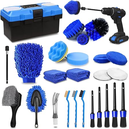 TTRCB 27Pcs Car Detailing Kit, Car Cleaning Kit, Car Detailing Brush Set, Drill Brush Set, Car Detailing Brushes, Car Wa