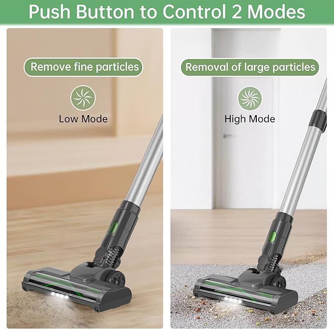 Cordless Stick Vacuum Cleaner, 45KPA Powerful Suction 50Mins Runtime, Lightweight 6-in-1 Vacuum with LED Touch Screen Anti-Tangle for Pet Hair Hard Floor Carpet Home Car