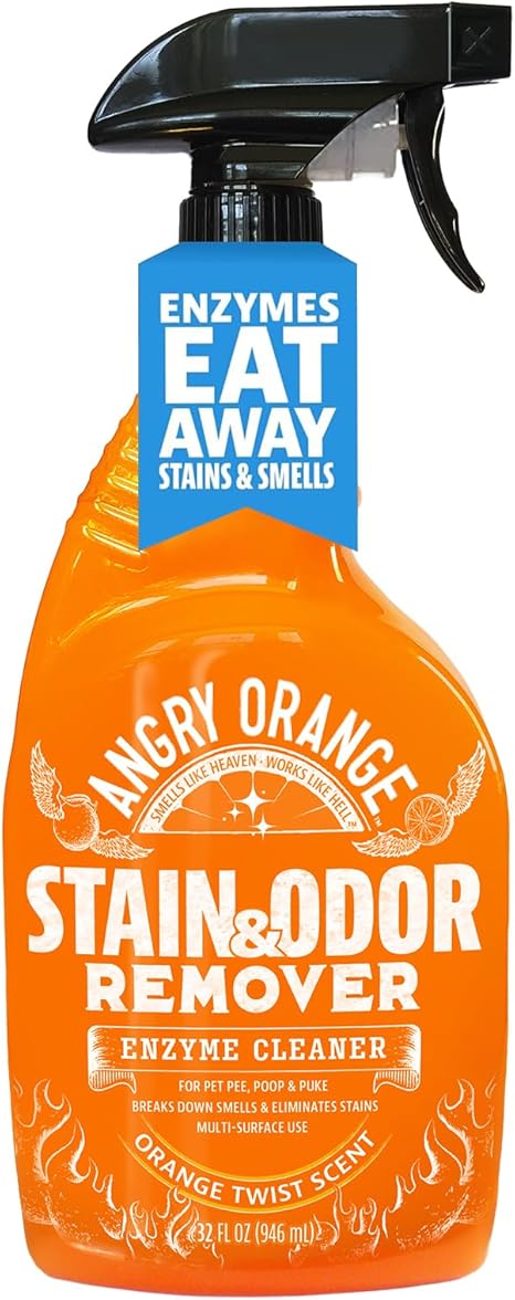 Angry Orange Stain Remover - 32oz Enzyme Pet Cleaner - Dog & Cat Urine Destroyer and Stain Remover - Citrus Spray Cleani