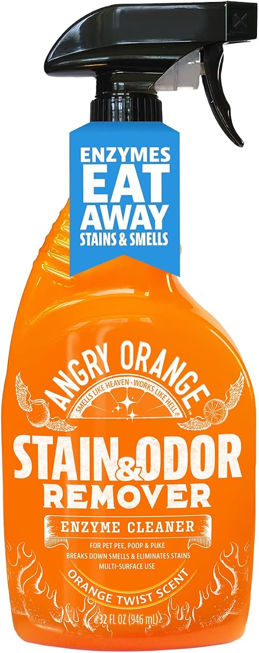 Angry Orange Stain Remover - 32oz Enzyme Pet Cleaner - Dog & Cat Urine Destroyer and Stain Remover - Citrus Spray Cleani