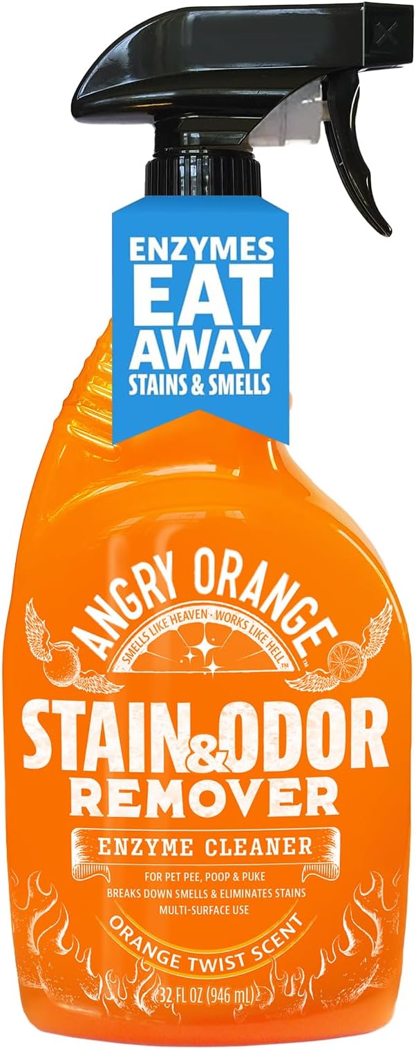 Angry Orange Stain Remover - 32oz Enzyme Pet Cleaner - Dog & Cat Urine Destroyer and Stain Remover - Citrus Spray Cleani