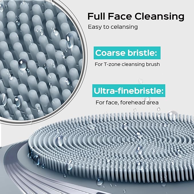 COSLUS FBS01 Face Scrubber Facial Cleansing Brush: 5 Cleansing Modes Silicone Face Wash Scrubber for Men Beard Care, Sensitive Skin - Deep Cleansing & Gentle Exfoliating, Portable for Shower & Travel