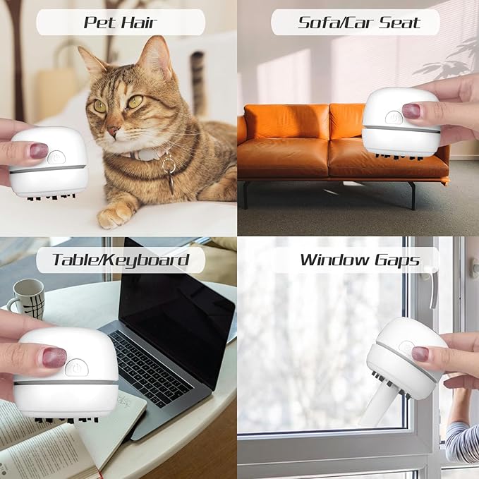 Desktop Vacuum Cleaner USB Charging with Vacuum Nozzle Cleaning Brush, cuteofficedeskaccessories Detachable Design & Portable Mini Table Dust Vaccum Cleaner Crumbs,