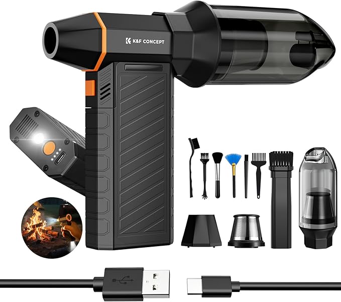 K&F Concept BS500M 2 in1 Magnetic Compressed Air Duster, Electric Air Duster|300000RPM Vacuum Cleaner|3 Gear|Super Wind Power|Rechargeable Brushless Motor|for Computer, Keyboard, Car, Outdoor Cleaning