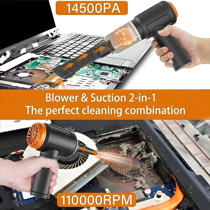 Meudeen Air Duster - Computer Vacuum Cleaner - for Keyboard Cleaning - Cordless Canned Air - 110000RPM Powerful PC Cleaner(Air-01)