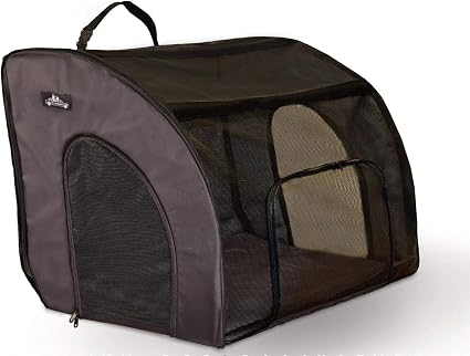 Soft Pet Travel Car Seat Crate for Large Size Dog or Cat - Folds Flat - Storage Bag Included - Black Color - Portable wi