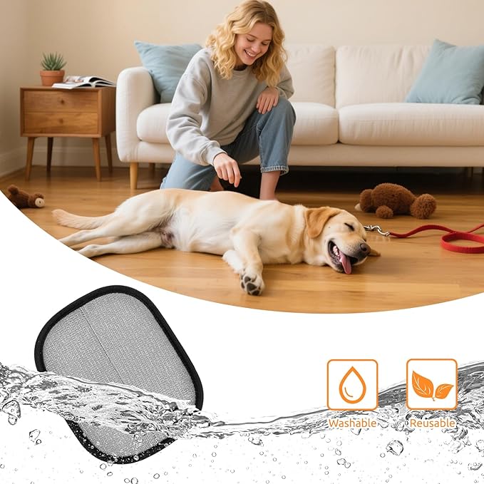 SAWMONG Pet Hair Removal Glove, 2Pcs Cat & Dog Reusable Pet Hair Remover Gloves New Upgrade, Grooming Pet Hair Remover Tool, Alternative to Lint Rollers