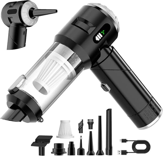 Wansimoo Handheld Car Vacuum Cleaner,25000PA Strong Cyclonic Suction Foldable Mini Vacuum Portable Cordless with Digital Display and One Touch Dust Removal for Car, Home, Office, Kitchen (Silver)
