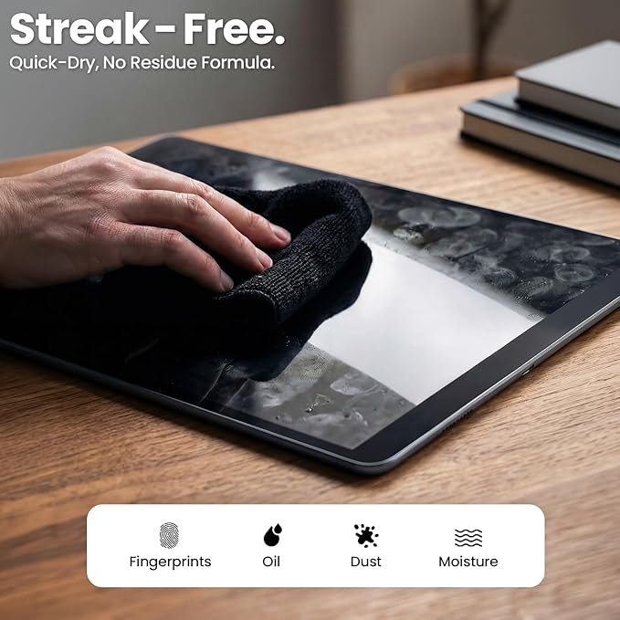 EVEO® Screen Cleaner Spray Kit (Streak-Free) TV Screen Cleaner for Smart TV, LCD, LED, OLED | Computer Screen Cleaner Spray and Wipe Microfiber Cloth - TV, Monitor, Laptop, iPad, Car - 6.7oz 4 Pack