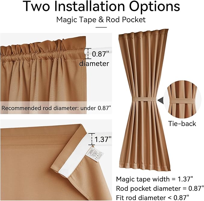 Vatge Burnt Orange Door Curtains for Door Window Coverings for French Doors, 1 Panel, W54 x L72, Terracotta
