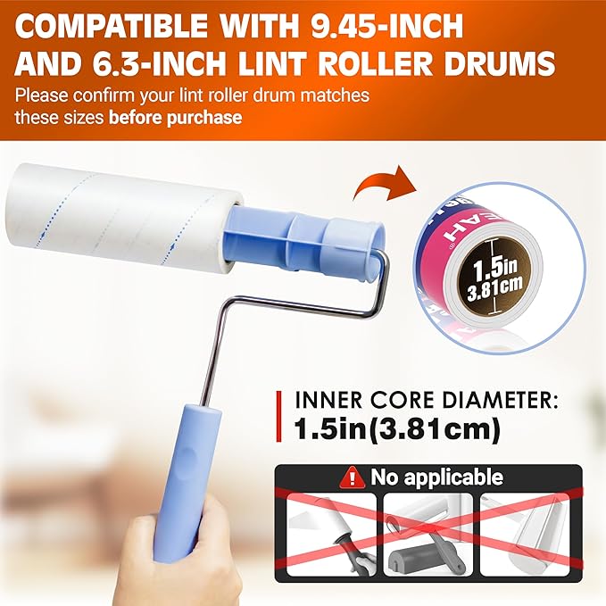 BEAH Lint Roller Refills (5 Packs, 450 Sheets) Lint Rollers for Pet Hair, Extra Sticky Refills, Compatible with 9.45-inch lint Rollers requiring a 1.5-inch Inner Diameter
