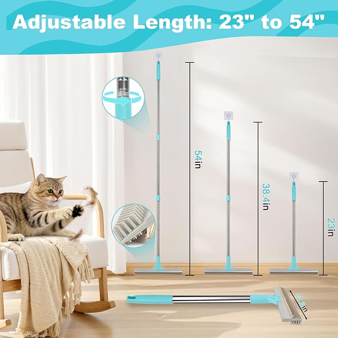Vivifying Carpet Rake Pet Hair Remover Set, 56” Adjustable Long Handle Plus 2 Handheld Tools, Deep Cleans Pet Hair from Carpets, Rugs, Mats & Upholstery