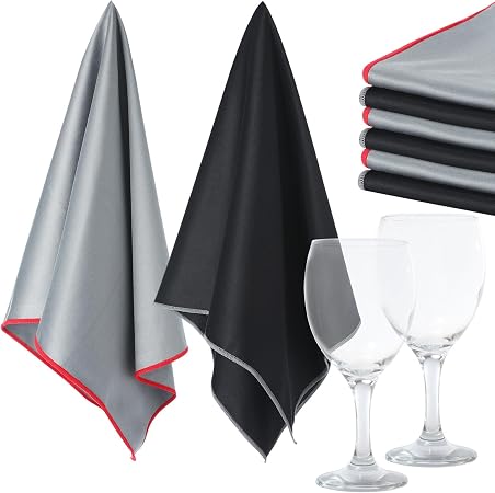 VitalCozy 6 Pcs Polishing Cloths for Wine Glass, Black, Gray