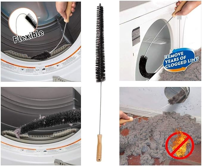 Dryer Vent Cleaner Kit & Refrigerator Condenser Coil Brush-Dryer Lint Brush Vent Trap Cleaner-Vacuum Attachment for Small Crevice-Dryer Cleaner Brush