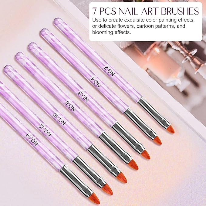 28Pcs Purple Nail Art Brush Set, Professional Acrylic Gel Nail Brushes, Nail Liner Dotting Pen, Nail Dust Cleaning Brush, Manicure Tools Kit for Nail Sculpting, Acrylic Powder Application, Nail Design