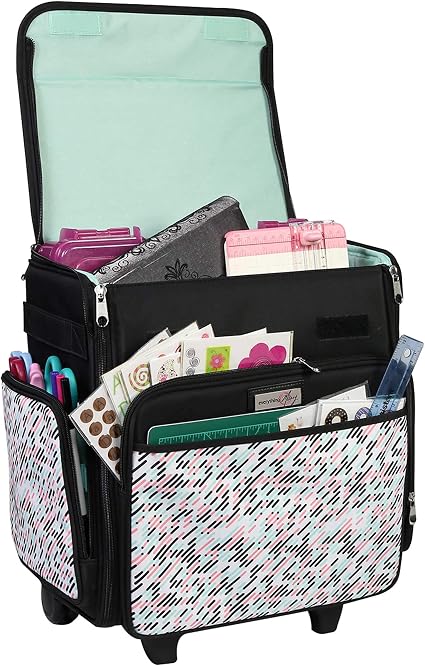 Everything Mary Collapsible Rolling Craft Bag, Pill - Wheeled Scrapbook Tote for Scrapbooking & Art - Travel Organizer S