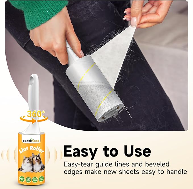 Extra Sticky Lint Roller, 1000 Sheets Value Pack with 3 Reinforced Handles, Tear-Resistant Sheets for Pet Hair, Clothes, Couch & Car