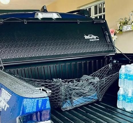 Trunk Organizer Cargo Net for Nissan Frontier 1998-2025–Envelope 3 Pockets Cargo Net for Pickup Truck–Premium Mesh Car T