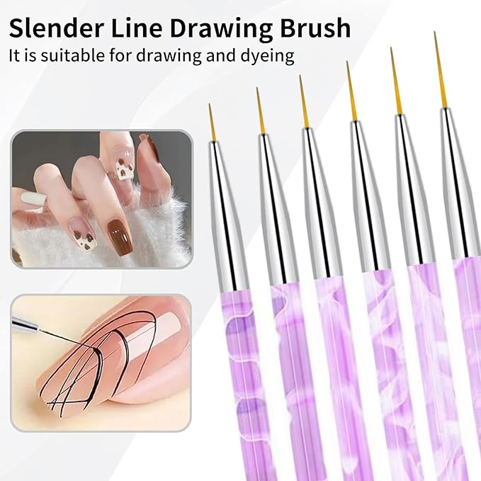 28Pcs Purple Handle Nail Art Brush Set - All-in-One Manicure Tool Kit with Cuticle Brush, Dust Brush, Liner Brush & Builder Gel Brushes for Salon & DIY Nail Art