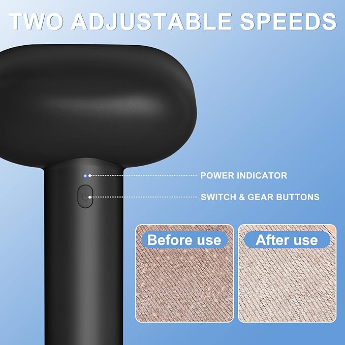 Fabric Shaver, Handzee Electric Lint Shaver, Dual Motor Sweater Shaver, Fabric Pilling Remover, Powerful 2 Gear 6-Leaf Blades, Portable Defuzzer Clothes Fuzz Remover for Sweater Furniture (Black)