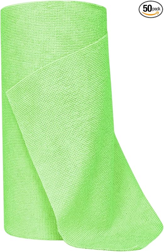 50PCS Microfiber Towel Roll, 12×11.6 inch Washable Tear Away Cleaning Cloth, Reusable Ultra Absorbent Rags Scratch Free 