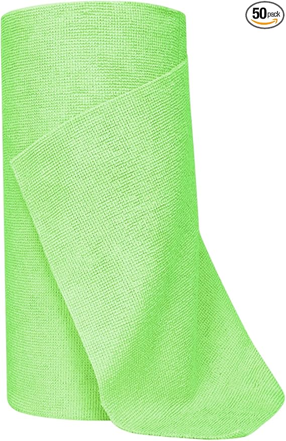50PCS Microfiber Towel Roll, 12×11.6 inch Washable Tear Away Cleaning Cloth, Reusable Ultra Absorbent Rags Scratch Free 